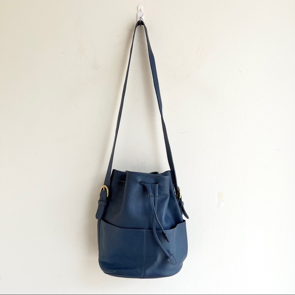 Coach Vintage Midnight Blue Two Pocket Drawstring Shoulder Bag